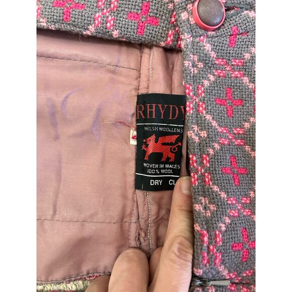 Vintage 100% Wool Overall Dress Pink Gray Size S Winter Welsh Wools - Picture 7 of 9